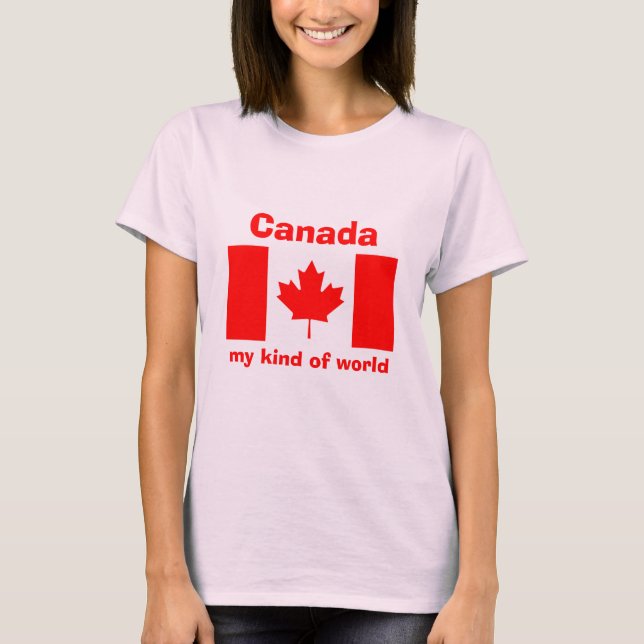 T-Shirt Drapeau + Carte + Texte Canada (Devant)