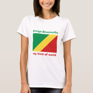 T-Shirt Drapeau + Carte + Texte Congo-Brazzaville