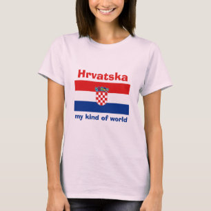 T-Shirt Drapeau + Carte + Texte Croatie