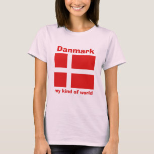 T-Shirt Drapeau + Carte + Texte Danemark