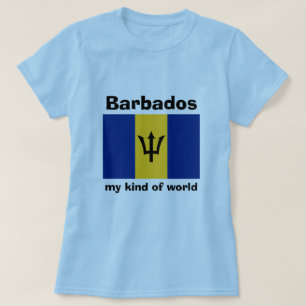 T-Shirt Drapeau + Carte + Texte de la Barbade