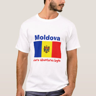 T-Shirt Drapeau + Carte + Texte de la Moldavie