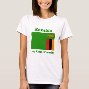 T-Shirt Drapeau + Carte + Texte de Zambie