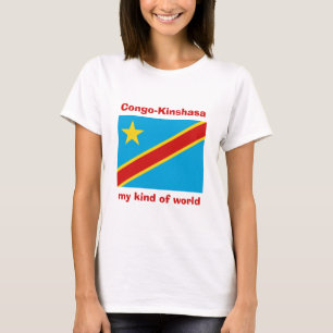 T-Shirt Drapeau + Carte + Texte du Congo-Kinshasa