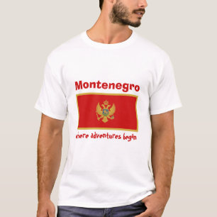 T-Shirt Drapeau + Carte + Texte du Monténégro