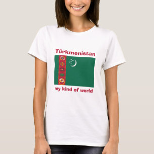 T-shirt Drapeau + Carte + Texte du Turkménistan
