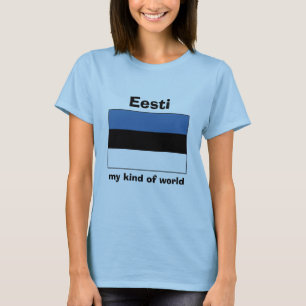 T-Shirt Drapeau + Carte + Texte Estonie