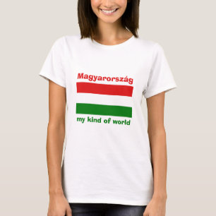 T-Shirt Drapeau + Carte + Texte Hongrie
