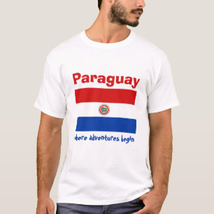 T-Shirt Drapeau + Carte + Texte Paraguay