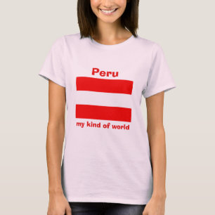 T-Shirt Drapeau + Carte + Texte Pérou
