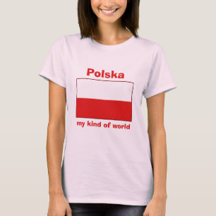 T-Shirt Drapeau + Carte + Texte Pologne