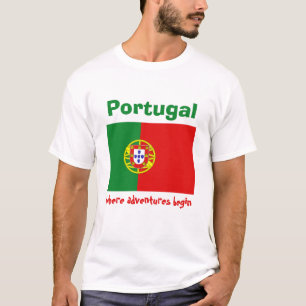 T-Shirt Drapeau + Carte + Texte Portugal