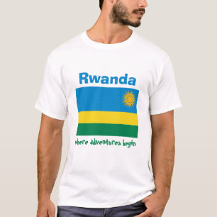 T-Shirt Drapeau + Carte + Texte Rwanda
