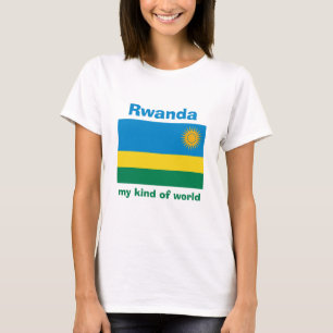 T-Shirt Drapeau + Carte + Texte Rwanda