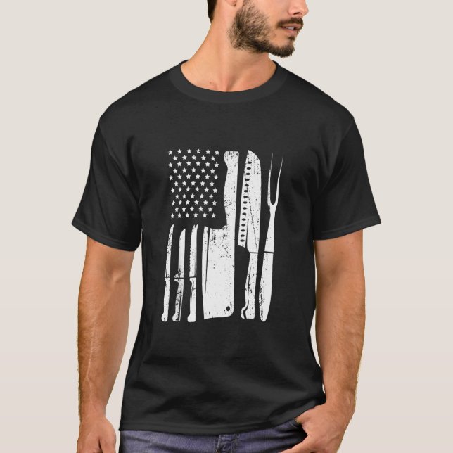T-shirt Drapeau Chef Knife Pour Chef Cook Cuisine Patrioti (Devant)