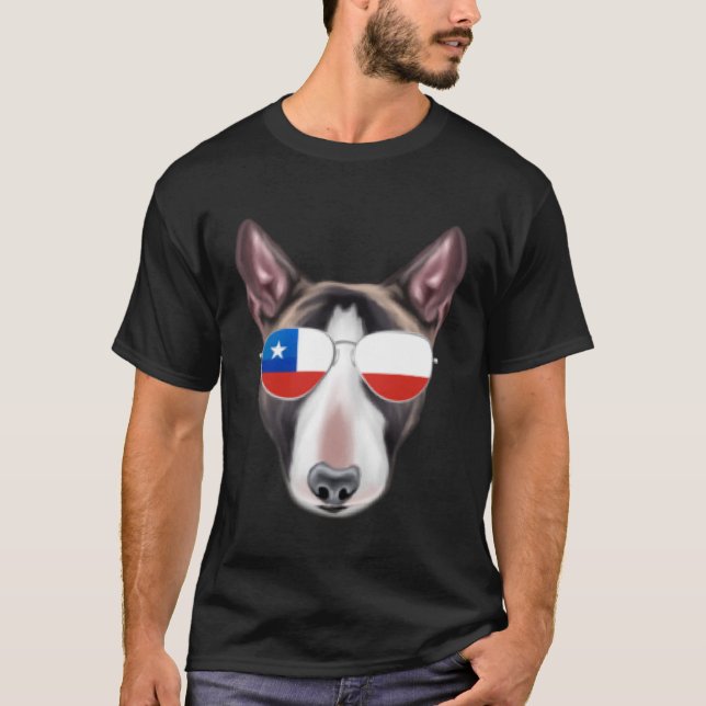T-shirt Drapeau chilien miniature taureau Terrier Chien Ch (Devant)