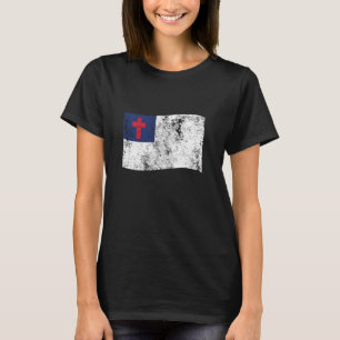 T-shirt Drapeau Christian Distressed Imprimé Rétro Vintage
