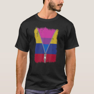 T-shirt Drapeau Colombie Bisexuel Zip Colombienne Lgbt Pri