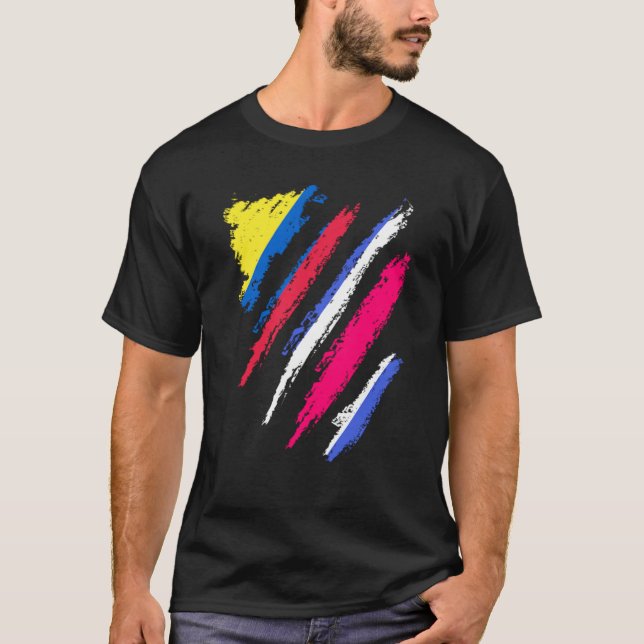 T-shirt Drapeau Colombie Costa Rica Grosse Patriot Country (Devant)