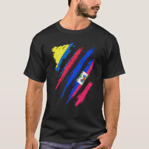 T-shirt Drapeau Colombie Haïti Cultivé Patriot Pays Rayure