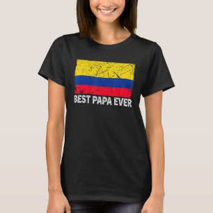 T-shirt Drapeau Colombie Rétro Meilleur Papa Jamais Fête d