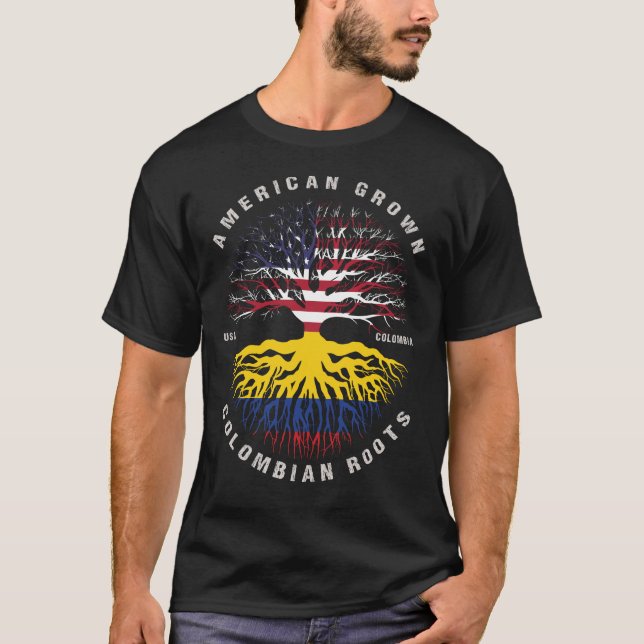 T-shirt Drapeau colombien américain à racines colombiennes (Devant)