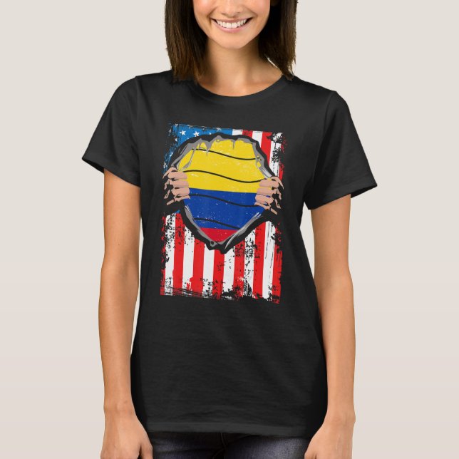 T-shirt Drapeau colombien américain du patriote grandissan (Devant)