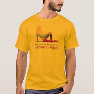 T-shirt Drapeau colombien de silhouette de fille