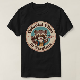 T-shirt Drapeau Colonial Drôle Vintage Raton Laveur de Vir