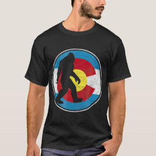T-shirt Drapeau Colorado Bigfoot Silhouette Design Rétro