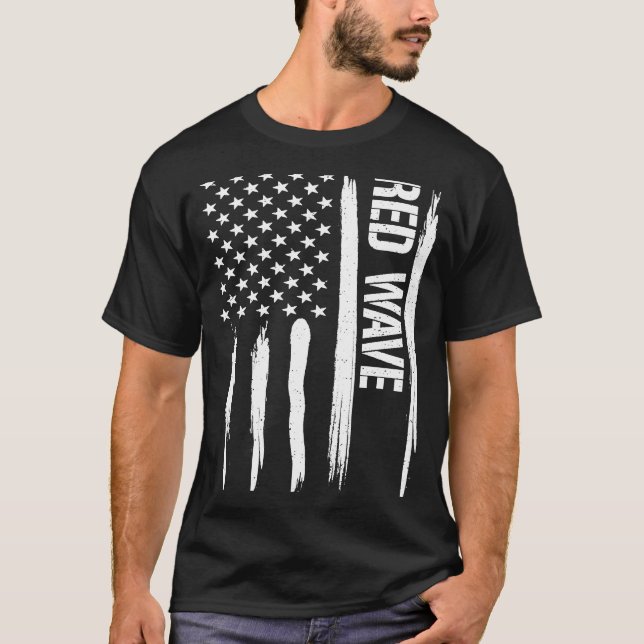 T-shirt Drapeau conservateur américain de la vague rouge (Devant)