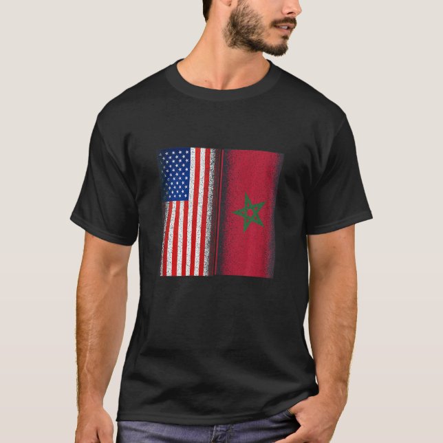 T-shirt Drapeau Cool semi-américain mi-marocain Usa M (Devant)
