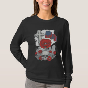 T-shirt Drapeau coquelicot commémoratif Croix Gravure Vint
