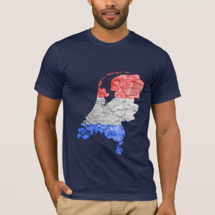 T-Shirt Drapeau Couleur Carte des Pays-Bas