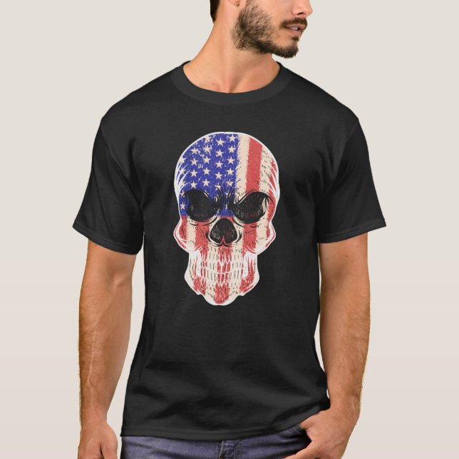 T-shirt Drapeau crâne USA (Devant)