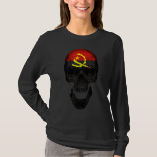 T-shirt Drapeau crânien Angola Vintage Rétro Pour Hommes F