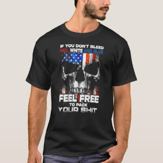 T-shirt Drapeau crânien si vous n'avez pas saigné rouge bl