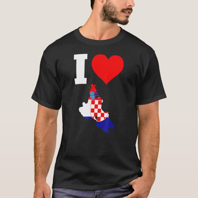 T-shirt Drapeau Croatie pour Krk I Love Krk (Devant)