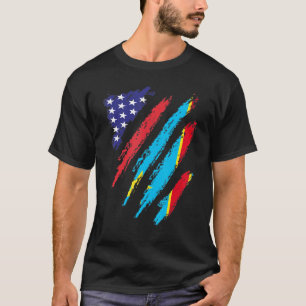 T-shirt Drapeau Croissant Congo-Américain USA Patriot Heri