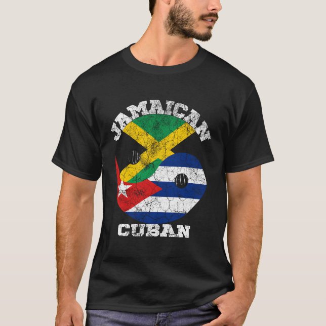 T-shirt Drapeau cubain jamaïcain Cuba Drapeau jamaïcain (Devant)