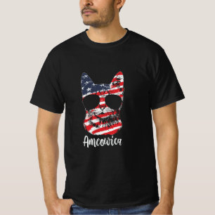 T-shirt Drapeau Cute Cat Ameowica USA 4 juillet