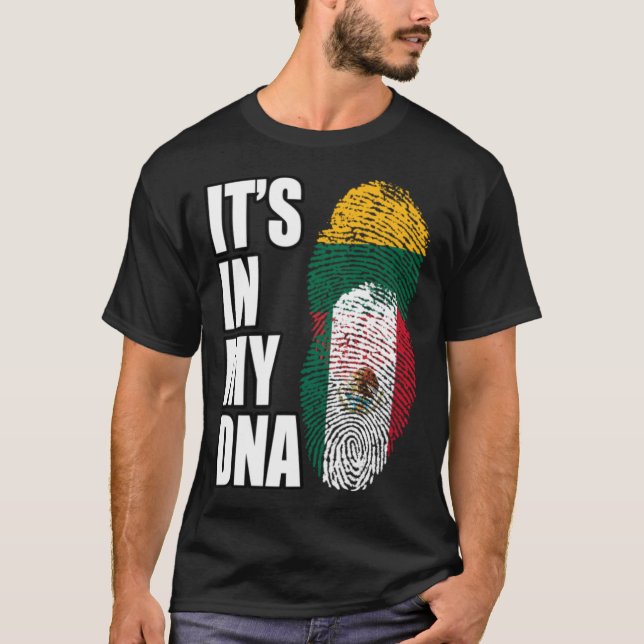 T-shirt Drapeau D'ADN Patrimoine Mélangé Lituanien Et Mexi (Devant)