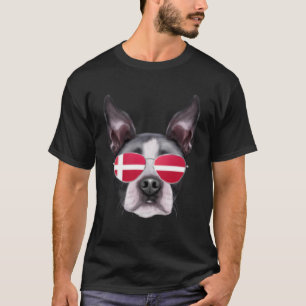 T-shirt Drapeau danois Boston Terrier Dog Danemark Poche