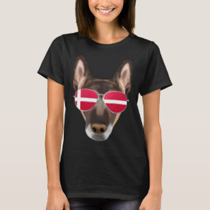 T-shirt Drapeau danois Chien malinois belge Danemark Poche