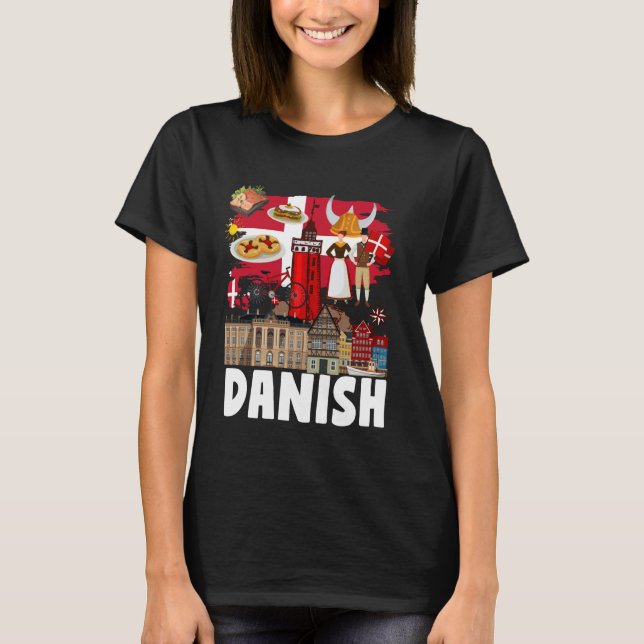 T-shirt Drapeau Danois Idée Pour Enfants Danemark Drapeau  (Devant)