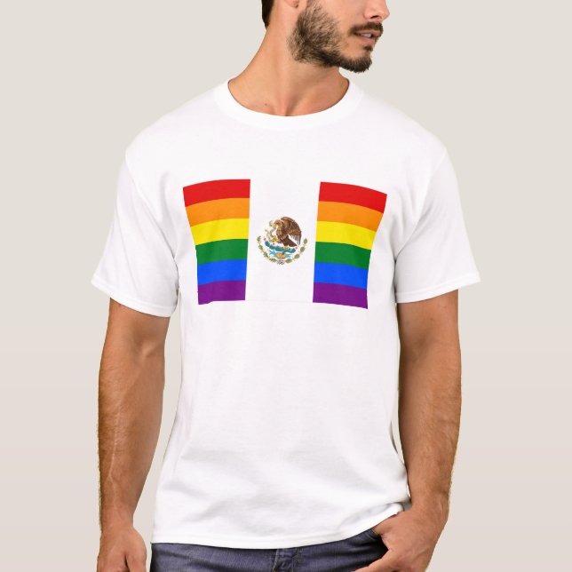 T-shirt Drapeau d'arc-en-ciel de gay pride du Mexique LGBT (Devant)