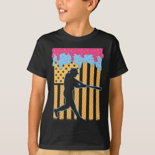 T-shirt Drapeau de base-ball Bat Boys Ice Cream American F