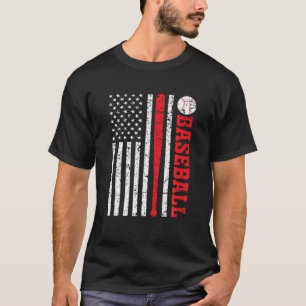 T-shirt Drapeau De Baseball Américain Pour Papa Maman Enfa