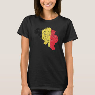 T-shirt Drapeau de Belgique avec carte belge en détresse