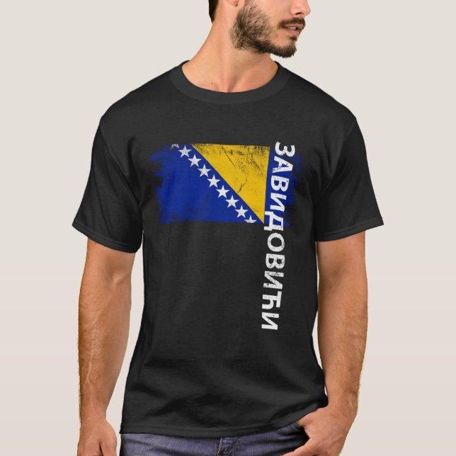 T-shirt Drapeau De Bosnie Zavidovici Pour Hommes Bosniaque (Devant)